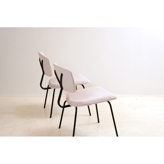 Image 1 of Paar alte Stühle mit neuem Stoff von C. Sclafert weiß, 1950