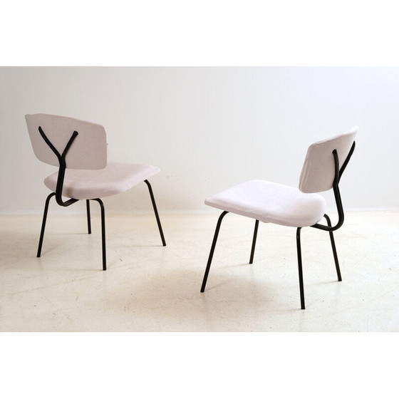 Image 1 of Paar alte Stühle mit neuem Stoff von C. Sclafert weiß, 1950