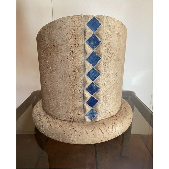 Image 1 of Paar Vintage-Säulen aus Travertin und Plexiglas