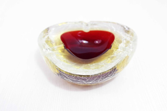 Image 1 of Schöne Muranoglas Aschenbecher in Gold und rote Farbe