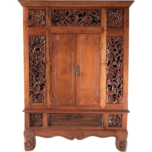 Asiatisches Sideboard aus massivem Teakholz