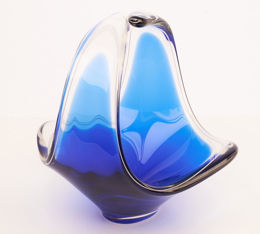 Mid-Century Coquille Glasschale von Flygsfors