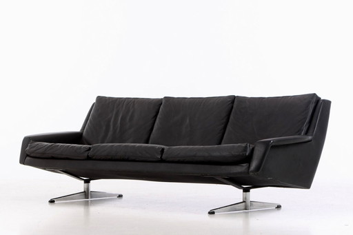 3-Sitzer-Ledersofa im dänischen Vintage Design