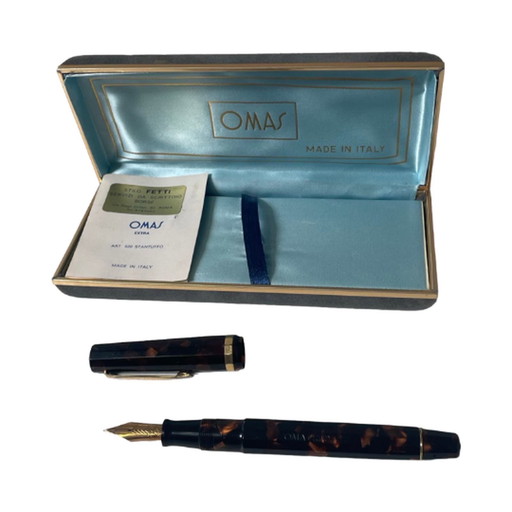 OMAS - 1990er - Paragon Extra Scarlet Red Celluloid Fountain Pen - 585er Feder - Im Originaletui - Sehr selten!