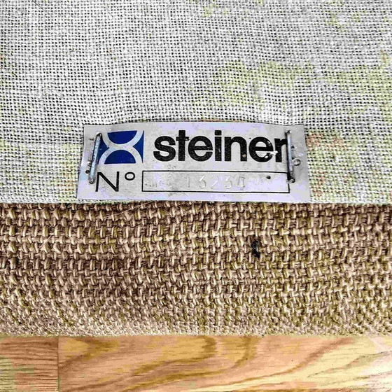 Image 1 of Vintage Steiner Sessel und Ottomane in grünem Laken, 1950-1960