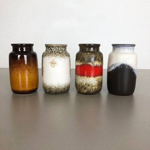 Satz von 4 Vasen aus fetter Lava-Keramik von Scheurich, Deutschland 1970