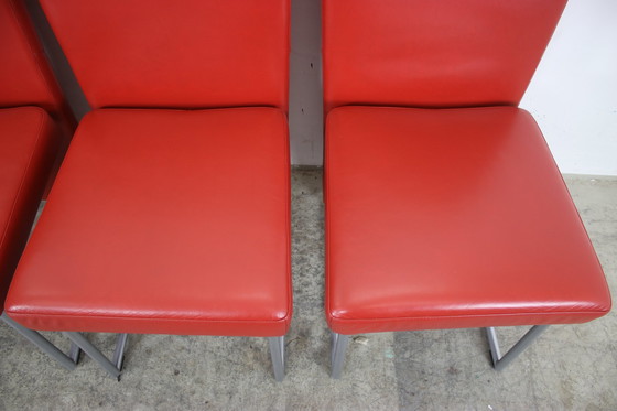 Image 1 of 6Er Garnitur Rolf Benz 7400 Stühle Rot Echtleder
