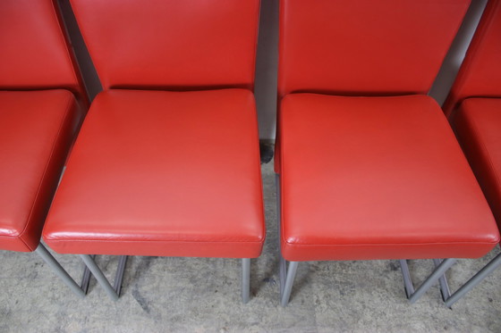 Image 1 of 6Er Garnitur Rolf Benz 7400 Stühle Rot Echtleder