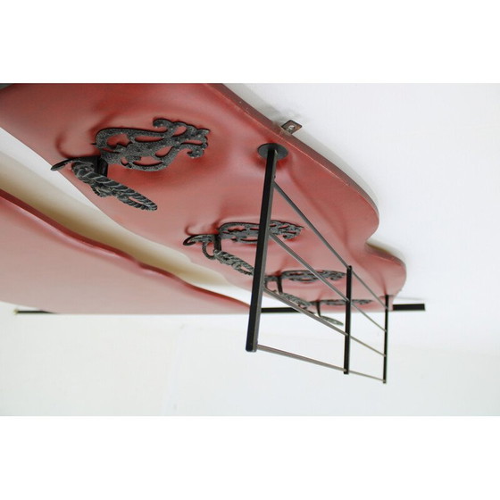 Image 1 of Vintage-Garderobe aus Eisen und Kunstlederbezug, Italien 1960