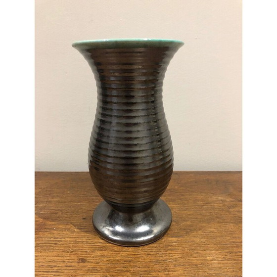 Image 1 of Schwarz-grüne Vintage-Vase von Saint Clement, 1950