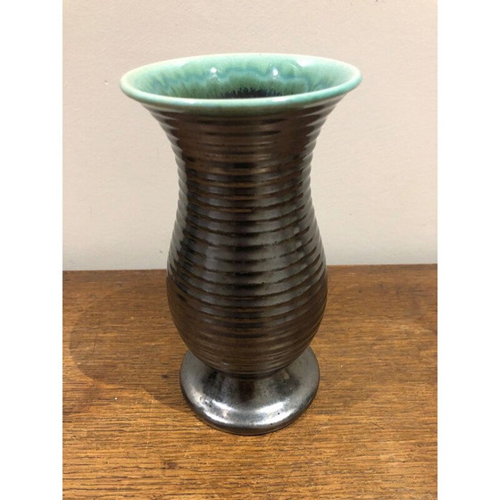 Image 1 of Schwarz-grüne Vintage-Vase von Saint Clement, 1950