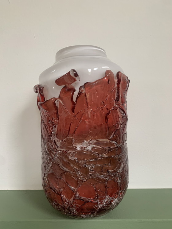 Image 1 of David Valner Wiederaufbereitete Vase In Rosa/Weiß