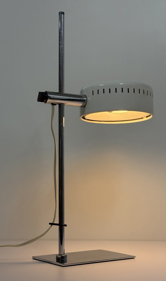 Image 1 of Vintage Metall-Schreibtischlampe Robert Sonneman Weiß Chrom