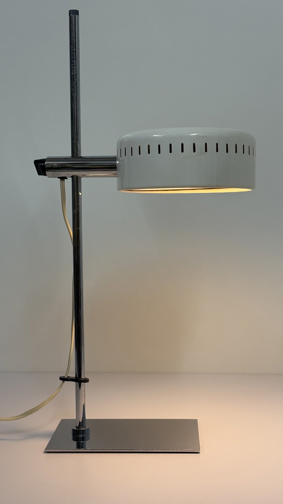 Image 1 of Vintage Metall-Schreibtischlampe Robert Sonneman Weiß Chrom