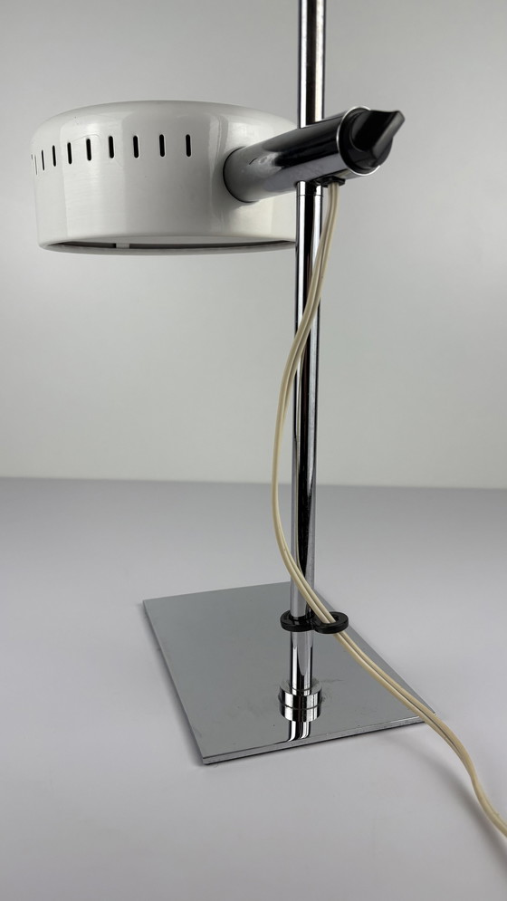 Image 1 of Vintage Metall-Schreibtischlampe Robert Sonneman Weiß Chrom