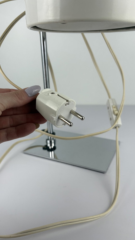 Image 1 of Vintage Metall-Schreibtischlampe Robert Sonneman Weiß Chrom