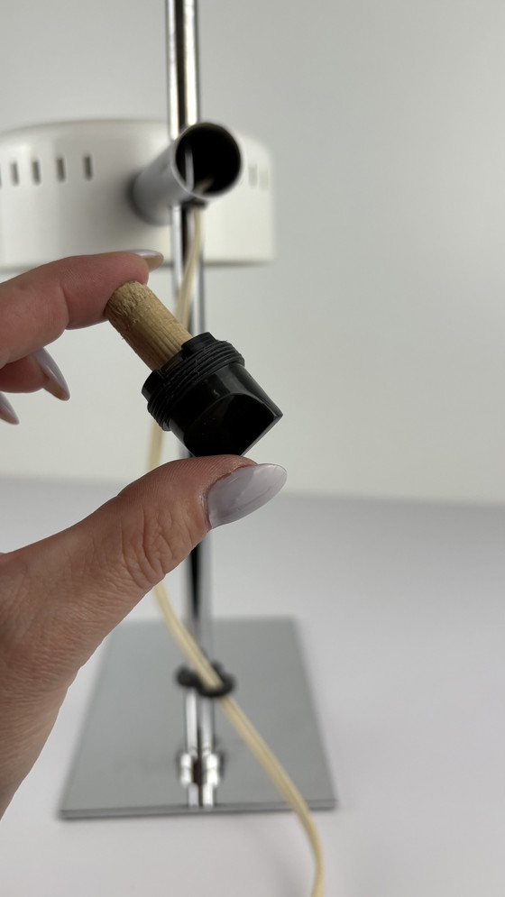 Image 1 of Vintage Metall-Schreibtischlampe Robert Sonneman Weiß Chrom