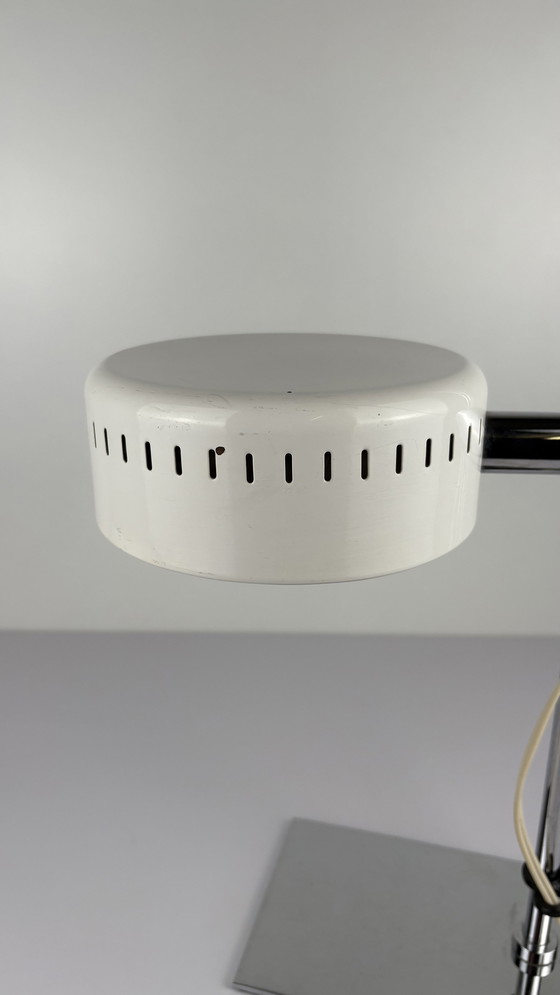 Image 1 of Vintage Metall-Schreibtischlampe Robert Sonneman Weiß Chrom