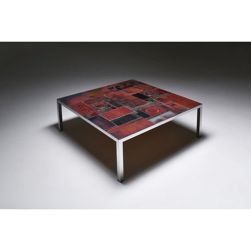 Pia Manu Vintage Couchtisch aus Keramikfliesen, Belgien 1960