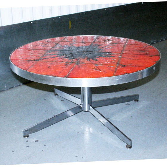 Image 1 of Vintage Couchtisch mit Keramikplatte, Dänemark 1960