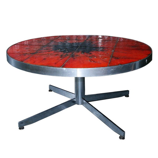 Vintage Couchtisch mit Keramikplatte, Dänemark 1960