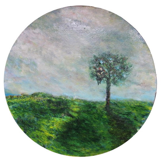 Image 1 of Vintage Öl auf Holz "Cercle Printanier 4" von Elodie Huré