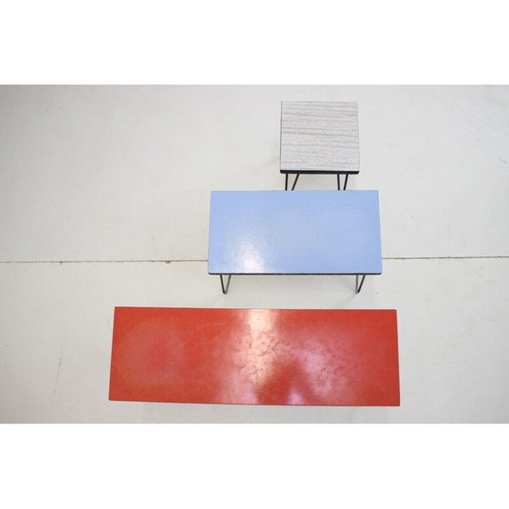 Image 1 of Vintage Metall und umakart Verschachtelungstische, Tschechoslowakei 1970er Jahre