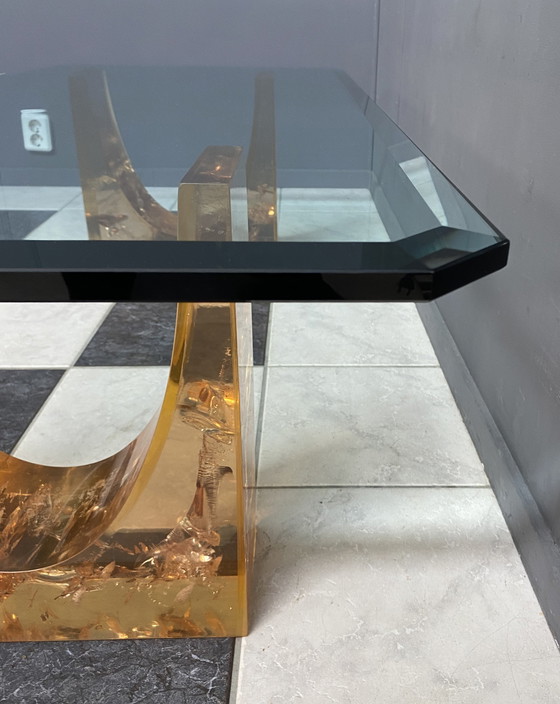 Image 1 of Couchtisch aus Glas im Stil von Marie-Claude de Fouguieres aus den 1970er Jahren