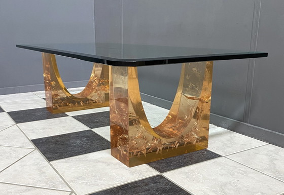 Image 1 of Couchtisch aus Glas im Stil von Marie-Claude de Fouguieres aus den 1970er Jahren