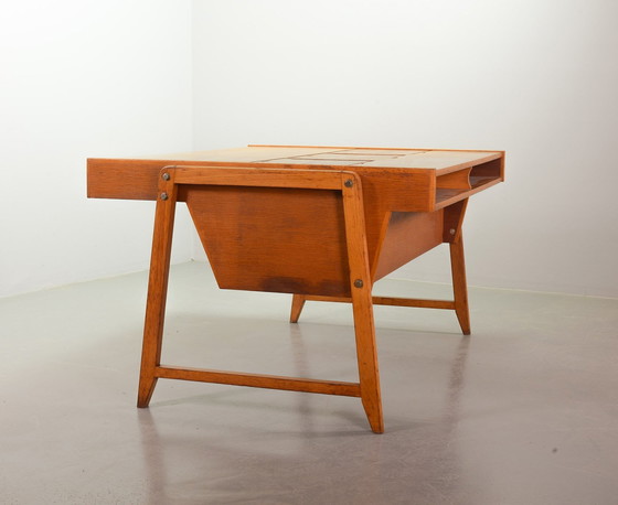 Image 1 of Clausen und Maerus Eiche Holz Design Präsident Schreibtisch für Eden, Die Niederlande, 1960er Jahre.