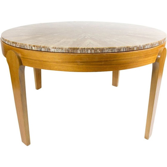 Image 1 of Runder Vintage-Couchtisch mit Steinplatte