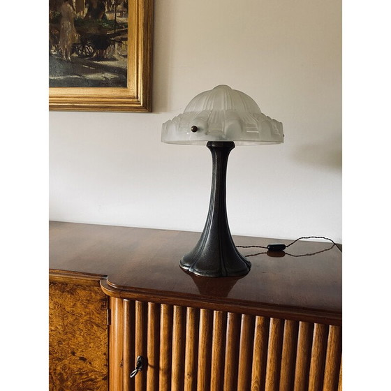 Image 1 of Vintage Bronze Tischlampe, Frankreich 1930