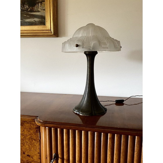 Image 1 of Vintage Bronze Tischlampe, Frankreich 1930