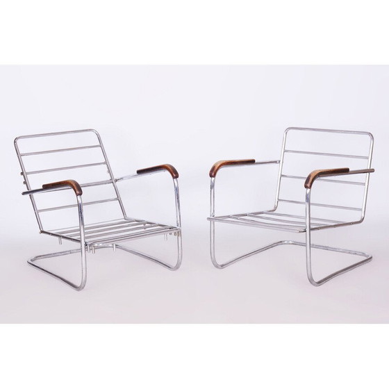 Image 1 of Paar alte Bauhaus-Sessel aus Chromstahl, Schweiz 1930