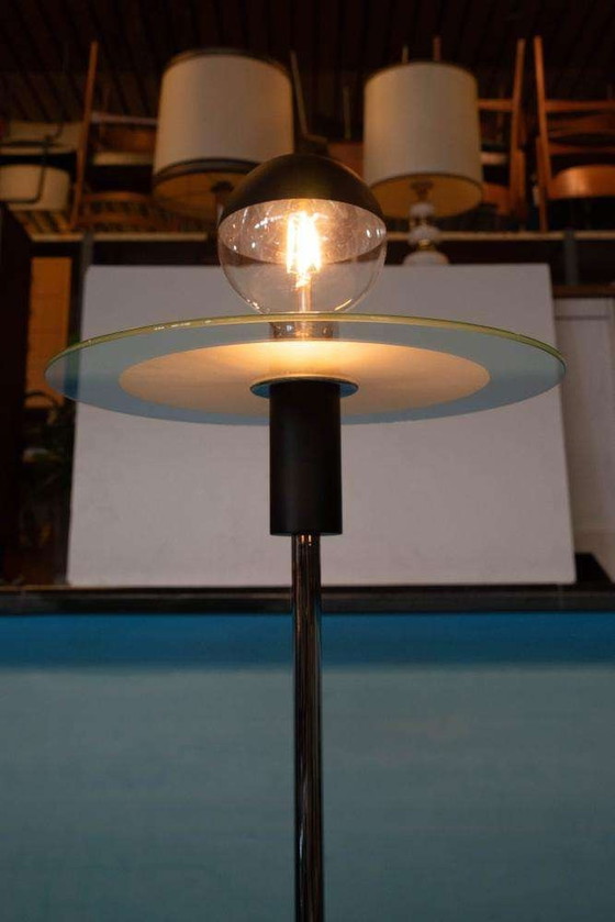 Image 1 of Minimalistische Stehlampe Glas Chrom, Stehlampe im Bauhausstil