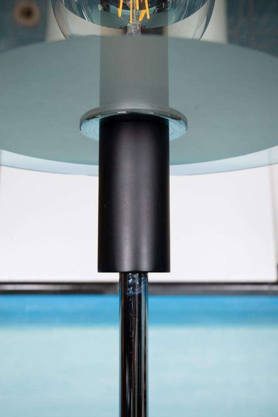 Image 1 of Minimalistische Stehlampe Glas Chrom, Stehlampe im Bauhausstil