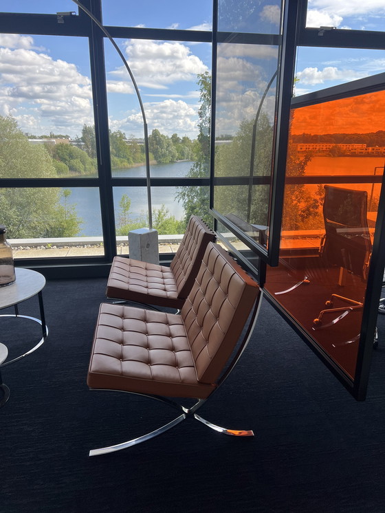 Image 1 of 2x Knoll Barcelona Stühle cognac Leder