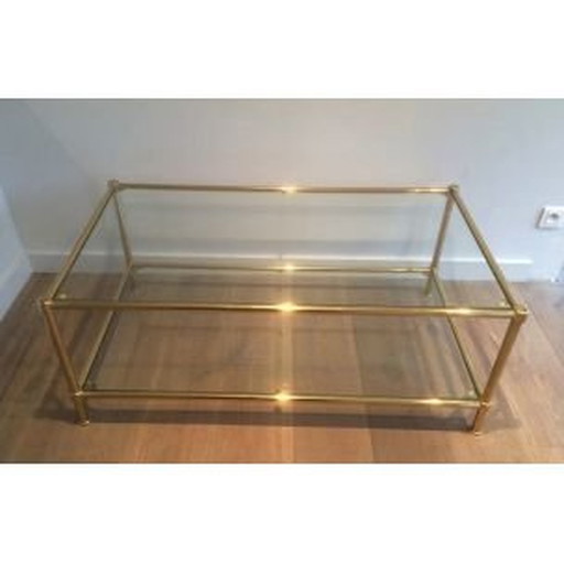 Vintage Couchtisch aus Messing und Glas, 1960