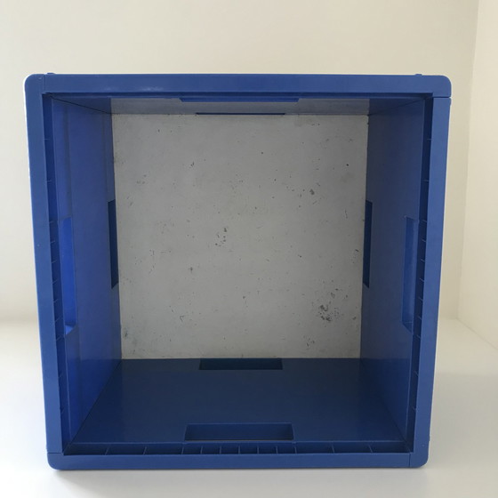 Image 1 of Ikea Märd | Memphis Storage Crate | Retro Blue Crate | 1980s-90s
