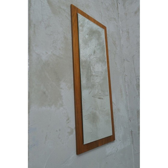 Image 1 of Mid Century minimalistischer Wandspiegel aus Teakholz, 1970er Jahre