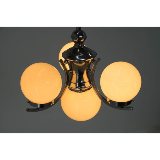 Image 1 of Vintage Art Deco Kronleuchter aus geblasenem Glas, 1930