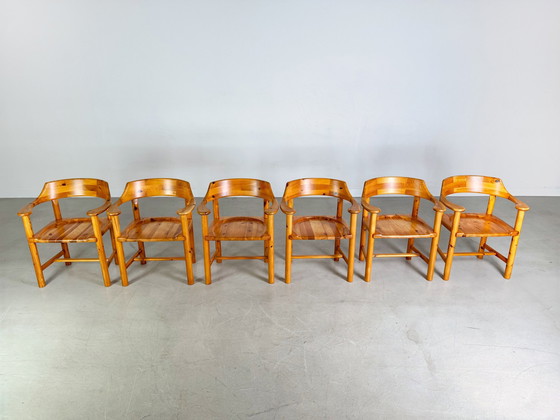 Image 1 of 6Er Set Rainer Daumiller Armlehnstühle Vintage Stuhl Kiefer