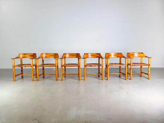 Image 1 of 6Er Set Rainer Daumiller Armlehnstühle Vintage Stuhl Kiefer