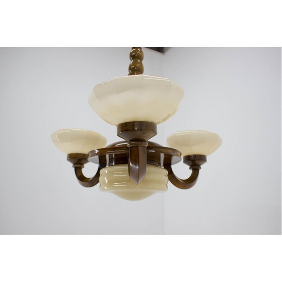 Image 1 of Holzkronleuchter im Art-déco-Stil, 1930