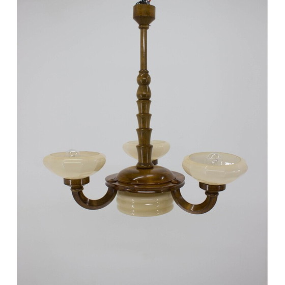 Image 1 of Holzkronleuchter im Art-déco-Stil, 1930