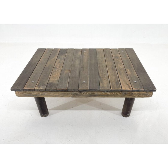 Image 1 of Industrieller Couchtisch aus Holz und Eisen, 1950er Jahre