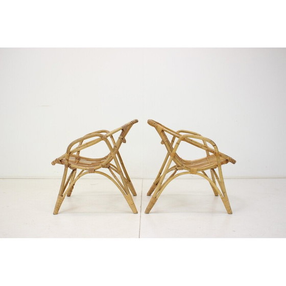 Image 1 of Paar Vintage-Rattansessel von Alan Fuchs, Tschechoslowakei 1960er Jahre