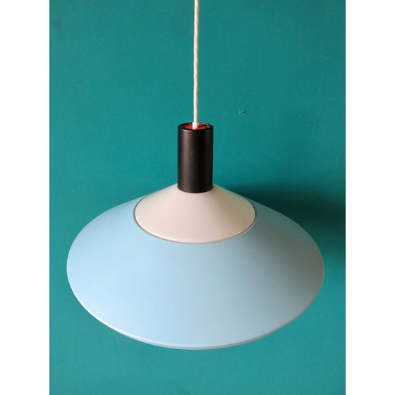 Image 1 of Blaue Metall-Hängeleuchte von Louis Poulsen, Dänemark 1960