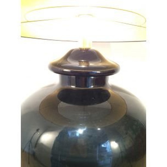 Image 1 of Vintage-Lampe aus schwarz glasierter Keramik, 1960