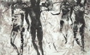 Arno Kramer - 4 Schwimmer Lithographie